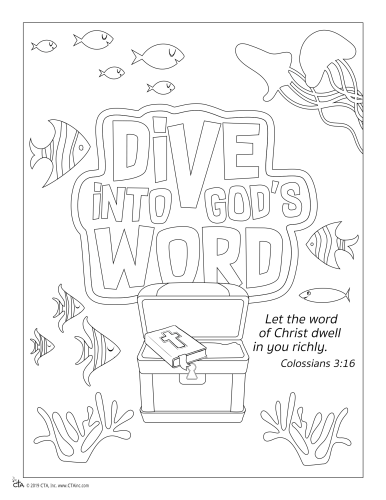Dive Into God's Word Coloring Page