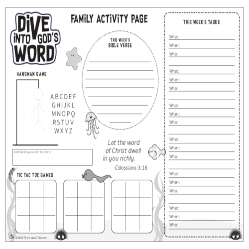 Dive into God's Word Family Activity Page