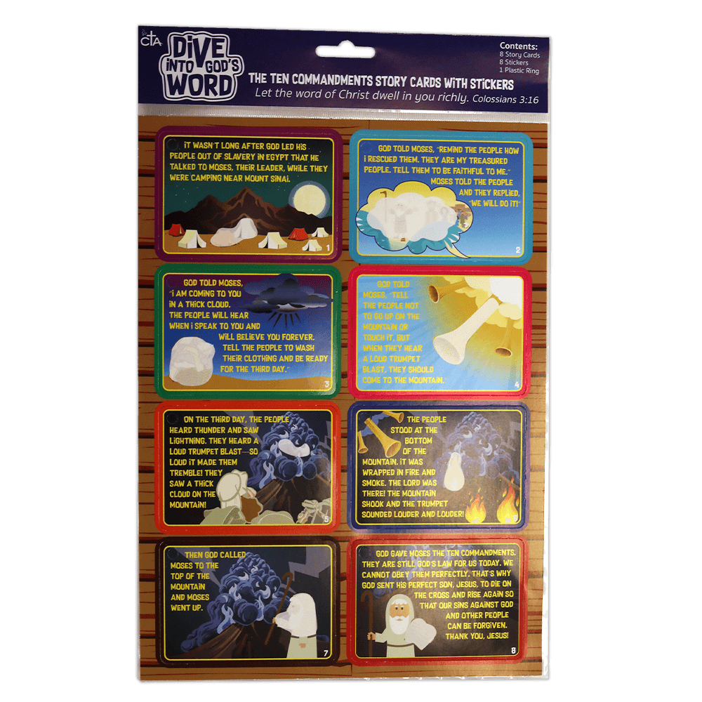 The Ten Commandments Story Cards with Stickers - Dive into God's Word