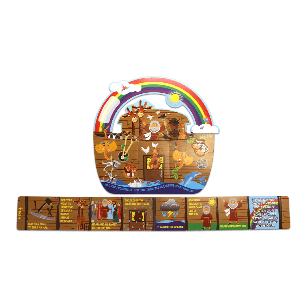 Noah’s Ark 8-piece build-and-decorate kit with punch-out figures, ark, and stickers—assembles to approximately 6¾" x 6½".
615122-15859-3