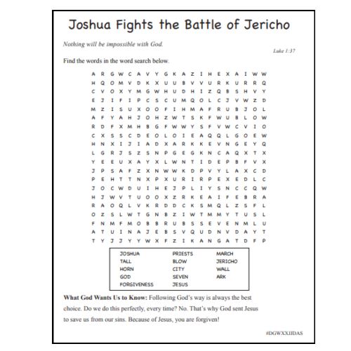 Joshua Fights the Battle of Jericho Activity Page