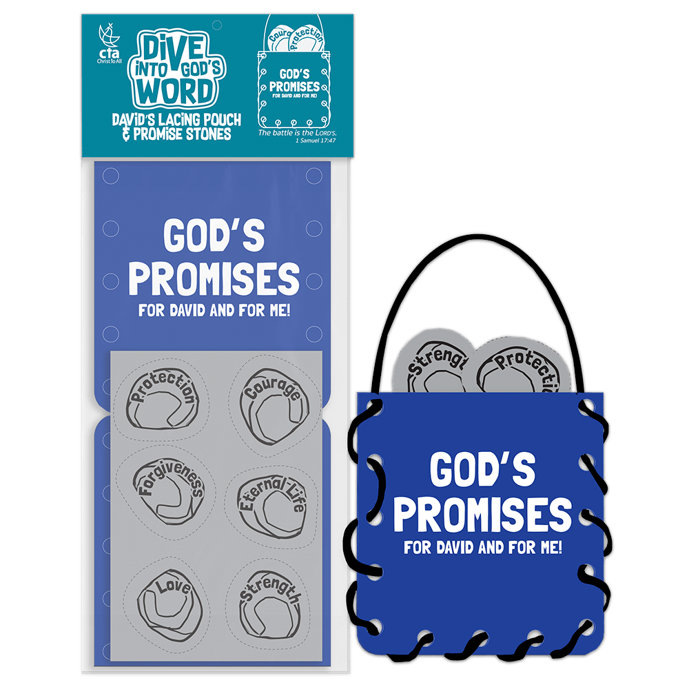 Dive into God's word kids craft - David's lacing pouch & stones