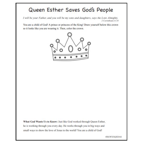 Queen Esther Saves God's People Activity Page