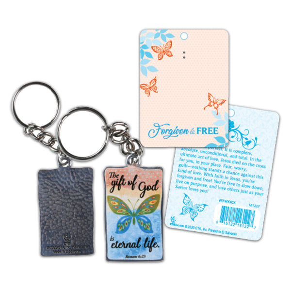 Pewter-Finish Keychain & Card - Forgiven and Free