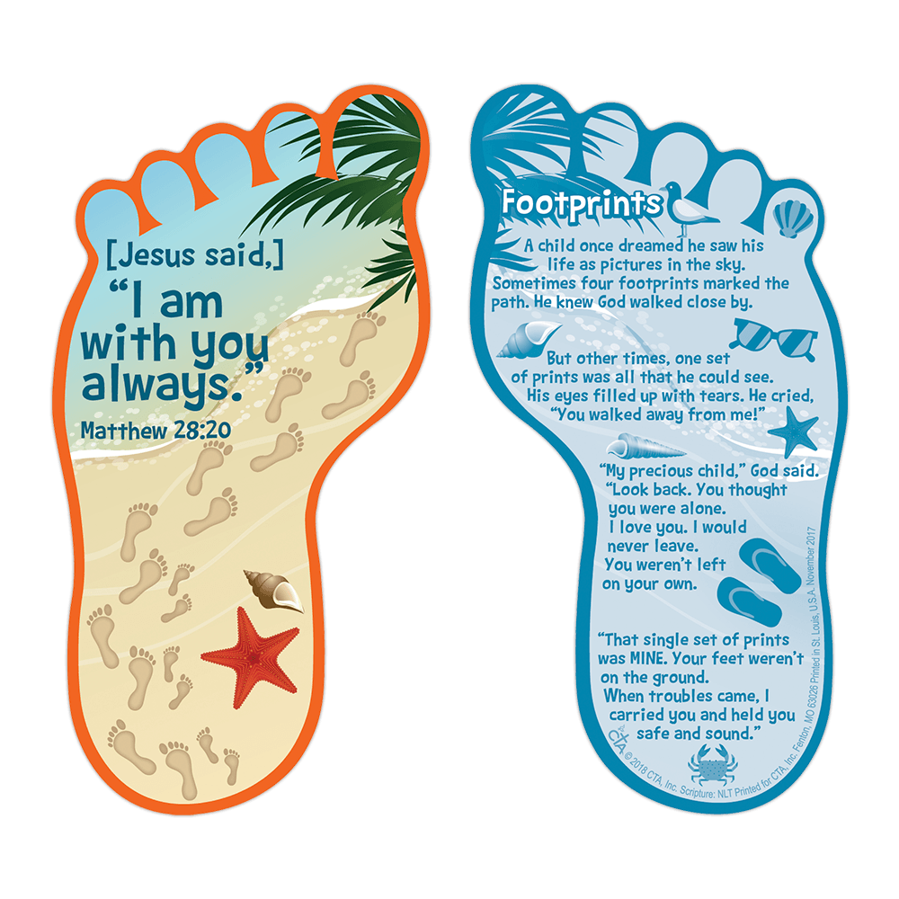 Footprints poem bookmark for children