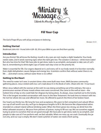Ministry Message - Fill Your Cup