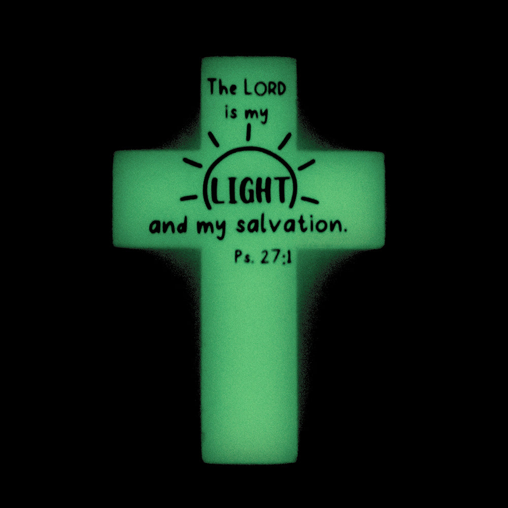 Stand up glow in the dark cross shown glowing