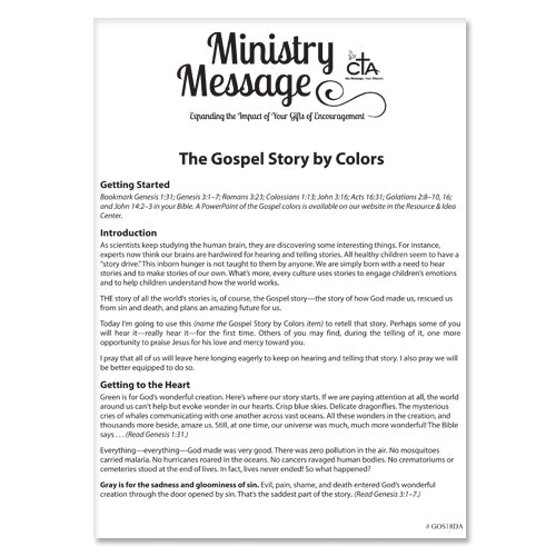 Gospel Story by COLORS Adult Ministry Message DOWNLOADABLE