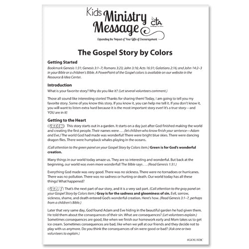 Gospel Story by COLORS Kids Ministry Message DOWNLOADABLE