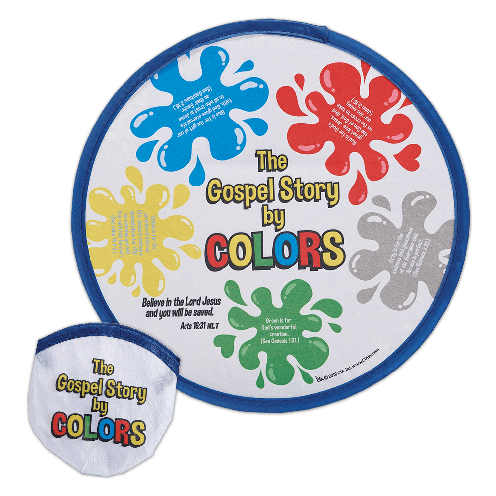 Colorful soft nylon flying disk tells the Gospel Story by Colors from CTA, Inc