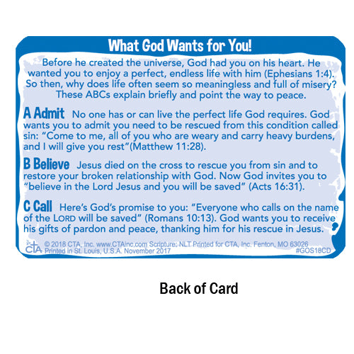 Gospel Story by Colors back of the card that explains the color's meaning