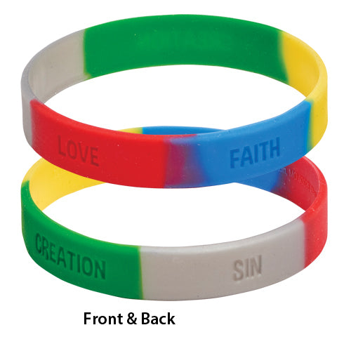 Bracelet-The Gospel Story by Colors-Silicone W-card (Acts 16:31 NLT)