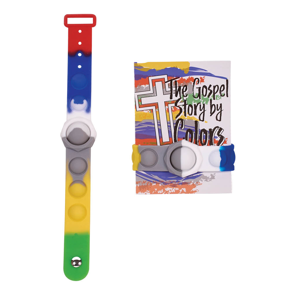 Fun Gospel Colors pop bracelet with matching card—teaches the story of the Gospel in a colorful, hands-on way.
615122-16813-4