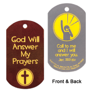 Set of 6 laminated dog tags, 1" x 2", each with a 1/8" hole for chain attachment.
615122-14830-3