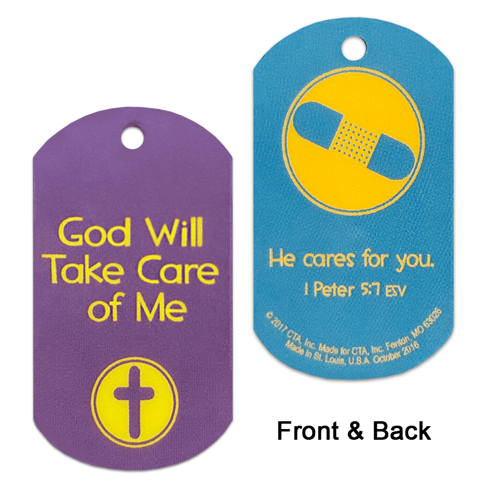 Set of 6 laminated dog tags, 1" x 2", each with a 1/8" hole for chain attachment.
615122-14834-1