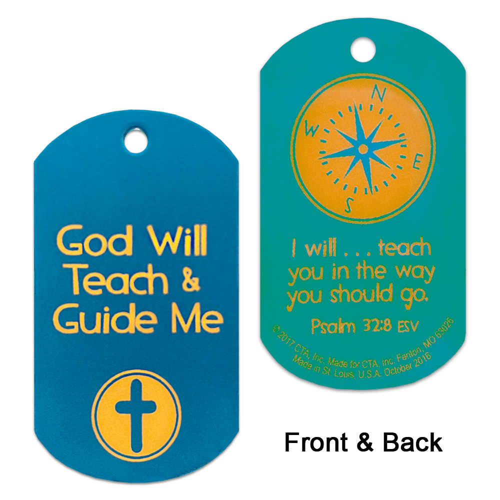 God will Teach and Guide Me Dog Tags (1 Sheet of 6)