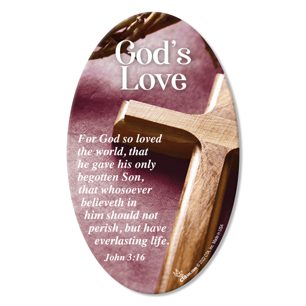 Magnet featuring John 3:16 and a cross