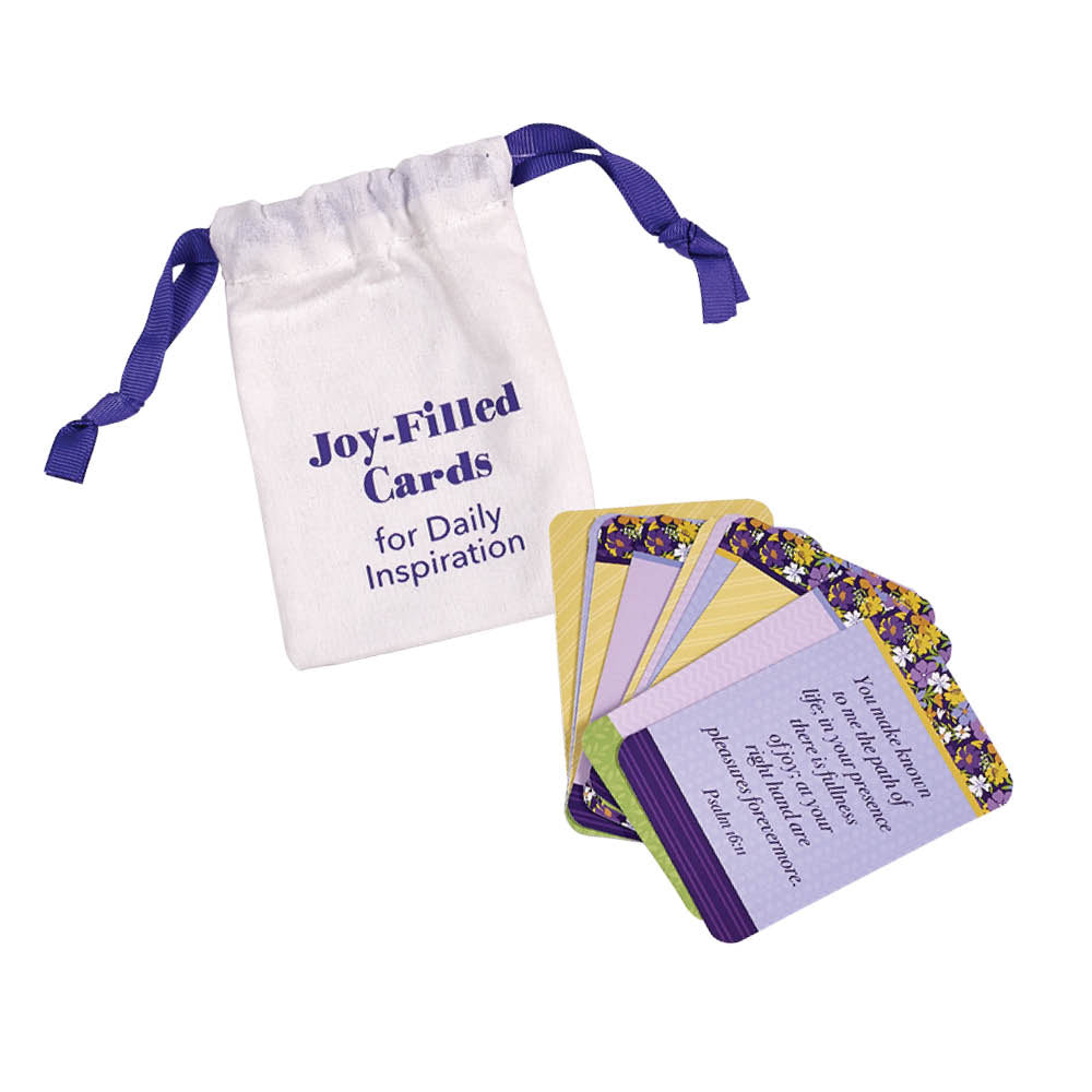 Christian inspirational card set shown with matching cotton bag
