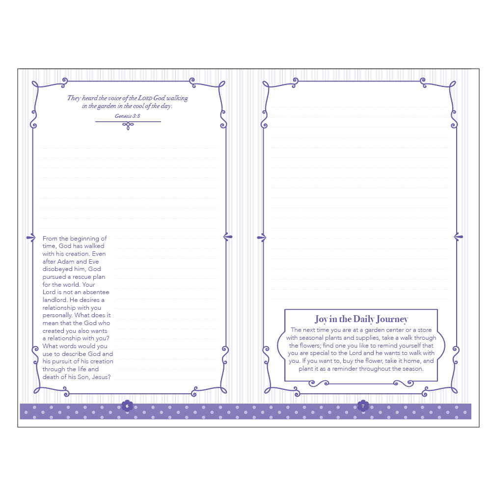 Inside page of devotional prayer journal Joy in the Journey for women