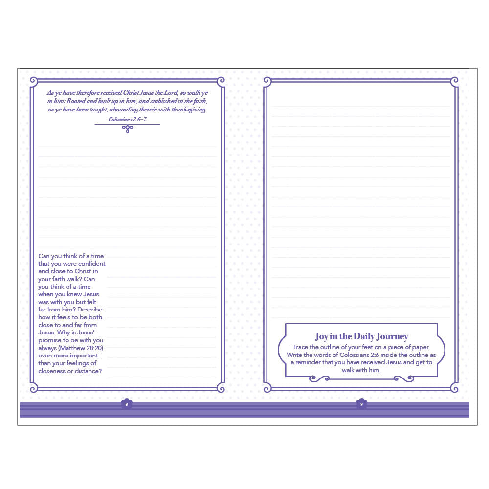 Inside pages of Joy in the Journey Prayer Journal in KJV