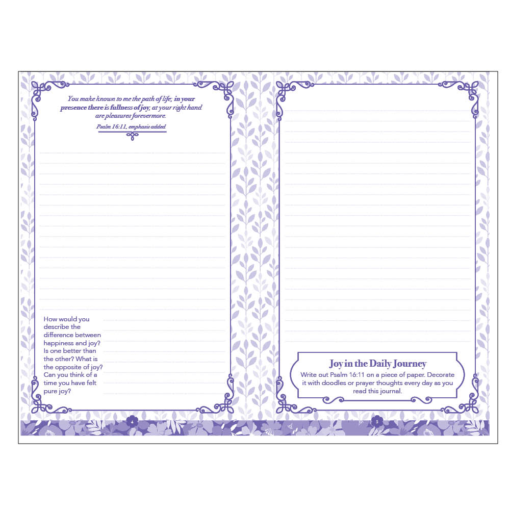 Inside spread of Joy in the Journey Prayer Journal for women