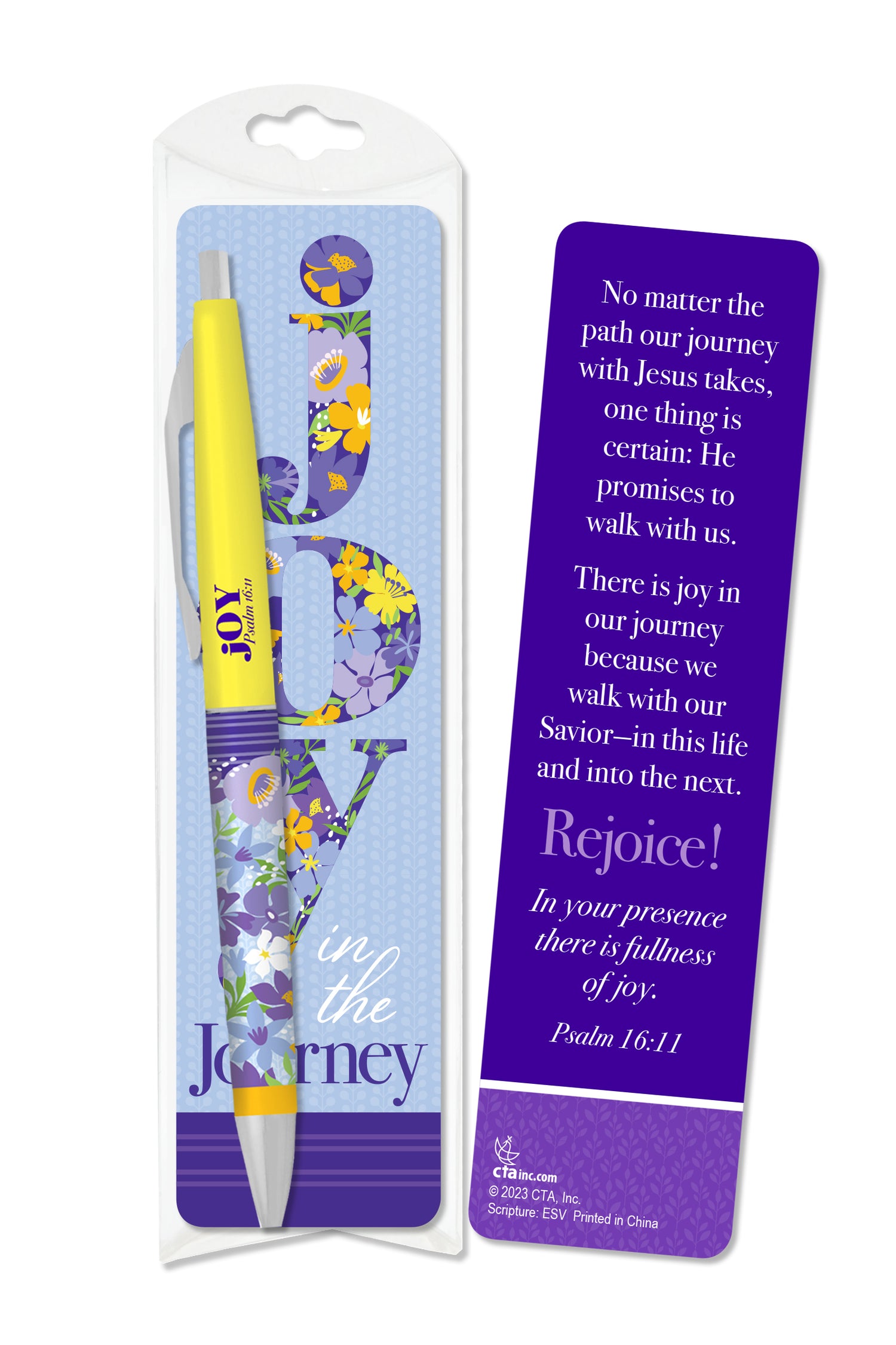 Joy in the Journey pen and bookmark gift set for Christian women with Bible verse