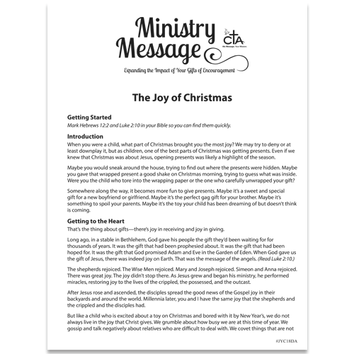Joy of Christmas Ministry Message DOWNLOADABLE