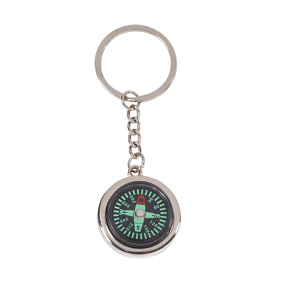Engraved Compass Clip Keychain