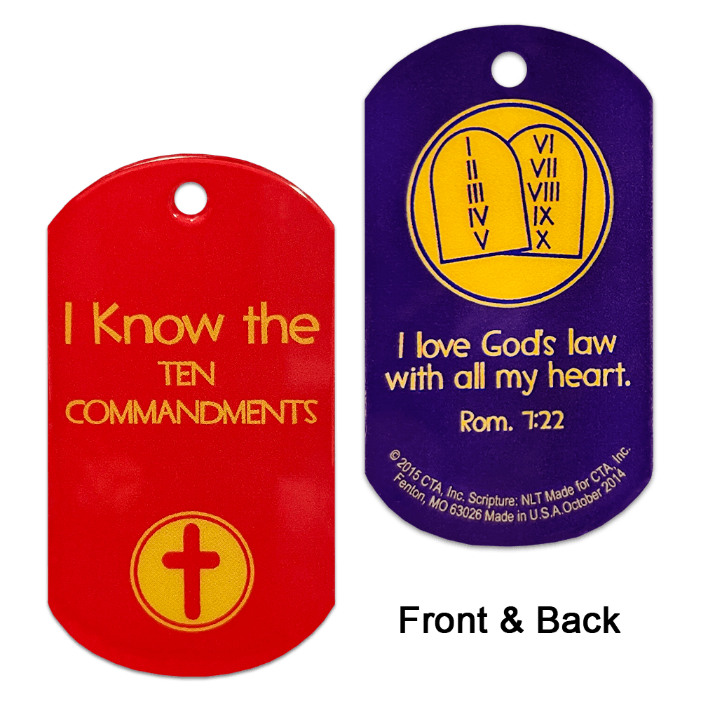Learning the 10 Commandments Dog Tag (1 Sheet of 6)