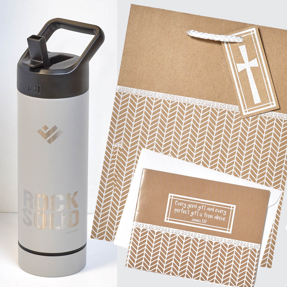 Deluxe Engraved Water Bottle - Grey Bottom with FREE Gift Bag