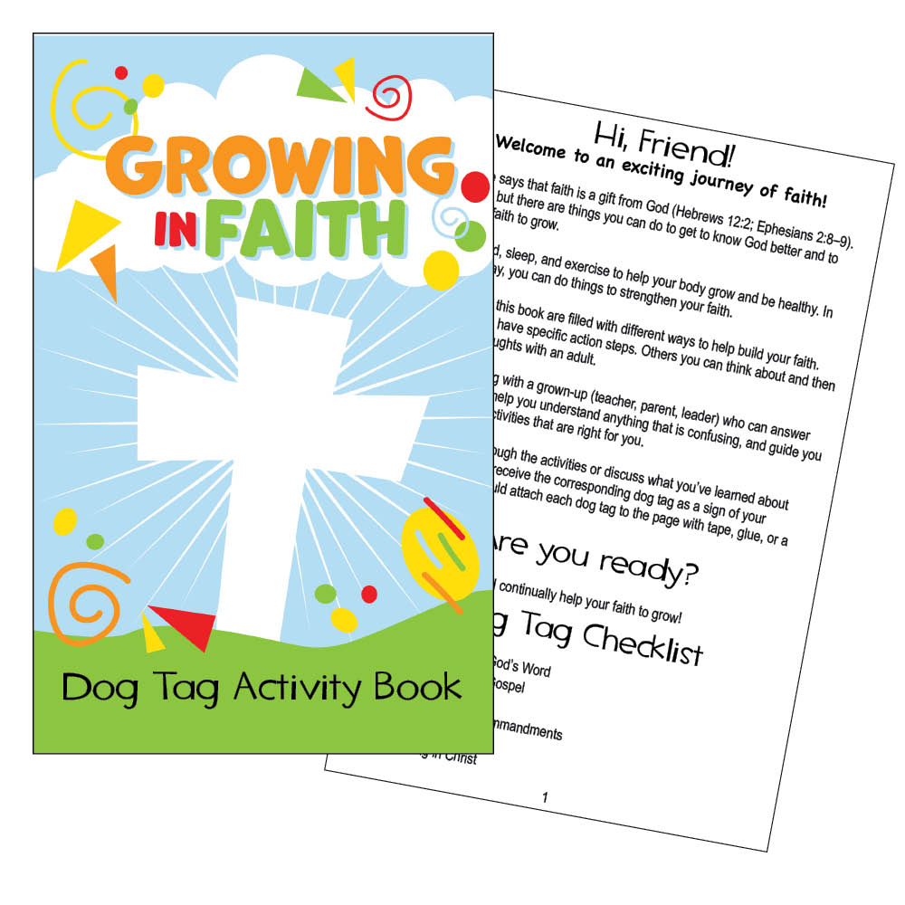 Growing in Faith Dog Tag Activity Book