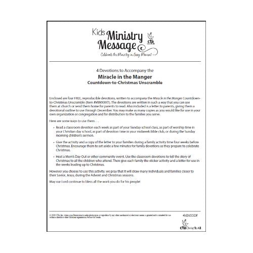 Countdown to Christmas Family Devotion - Miracle in the Manger