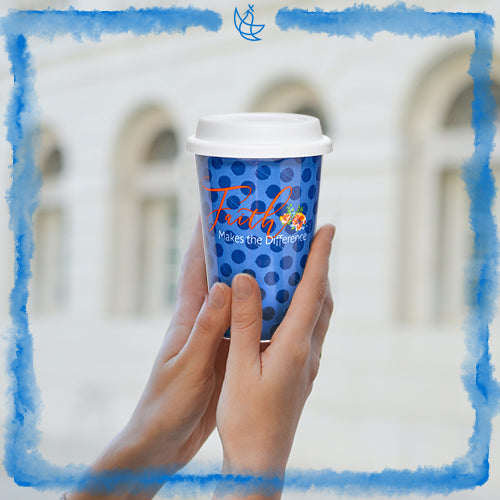 Bone China Mug with Silicone Lid & Gift Box - Making a Difference...Inspiring Lives
