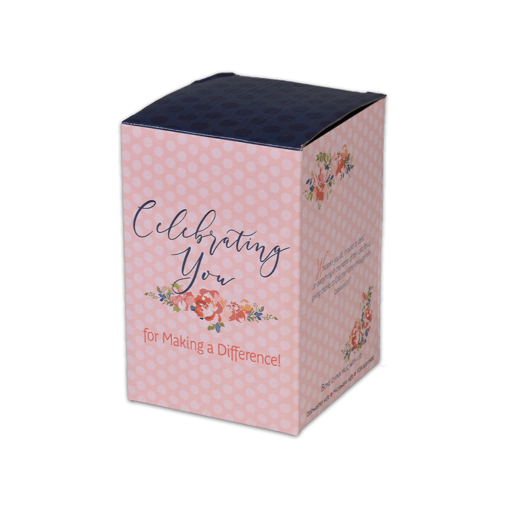 Bone China Mug with Silicone Lid & Gift Box - Making a Difference...Inspiring Lives