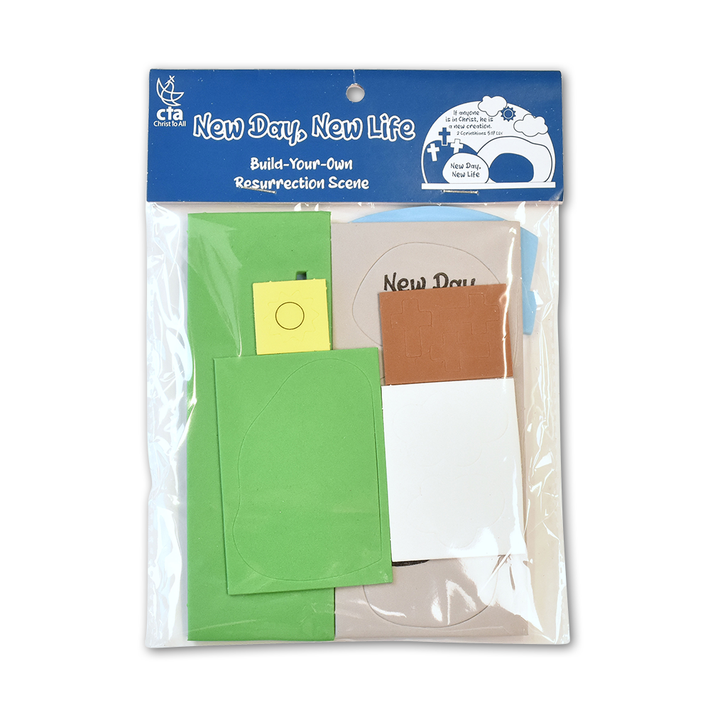 3D foam activity kit for kids with 10 foam pieces and a base to create a stand-up scene measuring 4" x 6".
615122-16576-8
