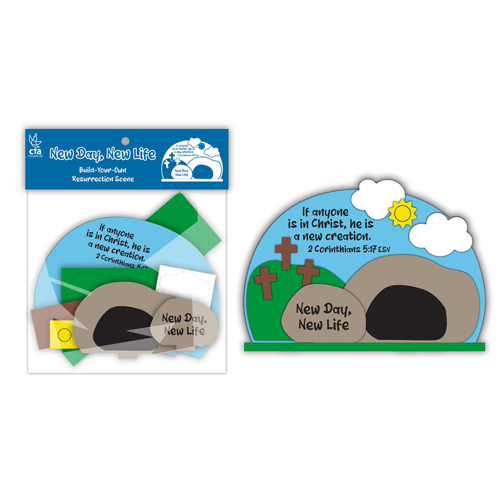 3D foam activity kit for kids with 10 foam pieces and a base to create a stand-up scene measuring 4" x 6".
615122-16576-8