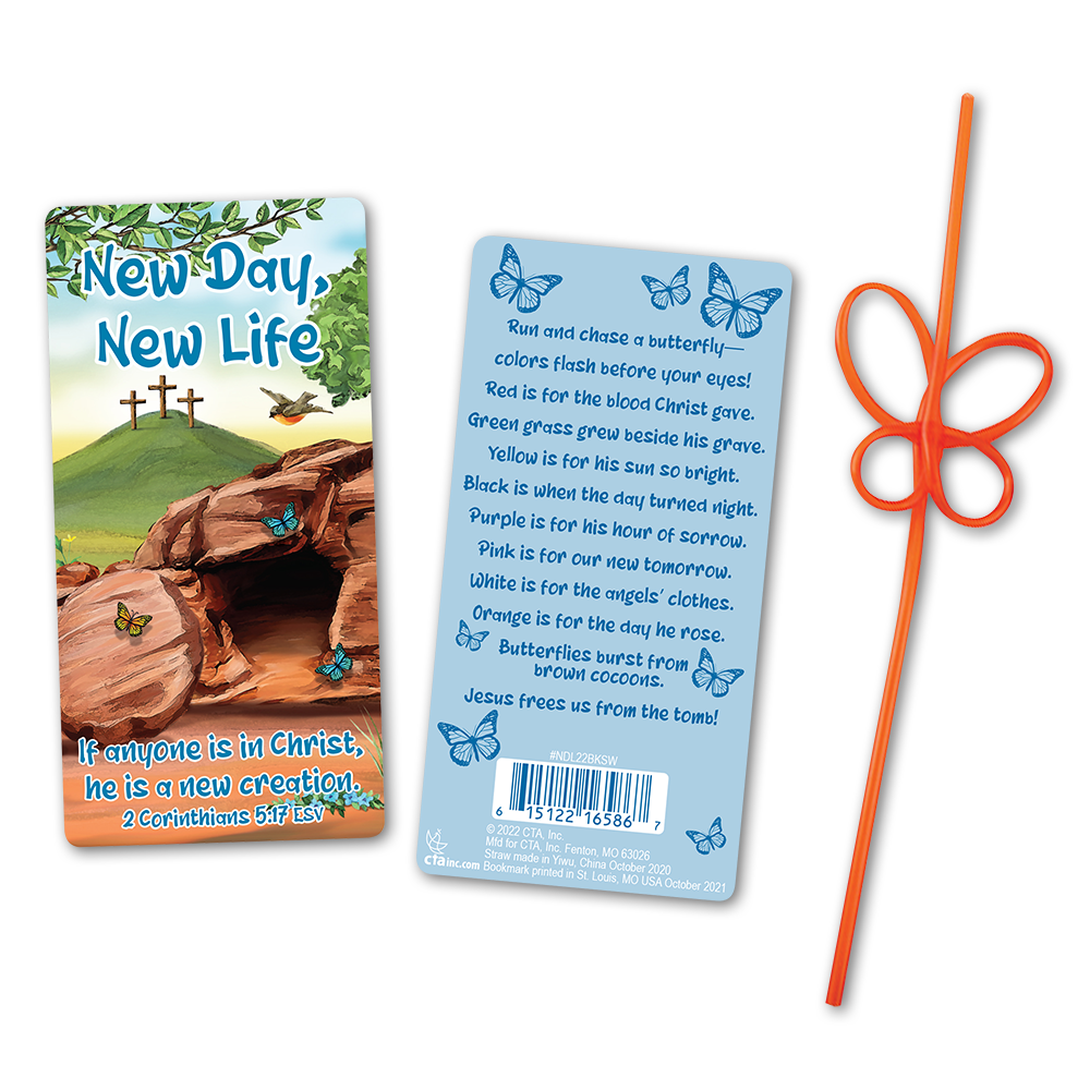 Activity Bookmark with Butterfly Straw - New Day, New Life!