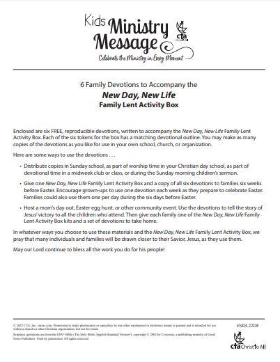 6-Part Family Devotion for Lent Activity Box  - New Day, New Life