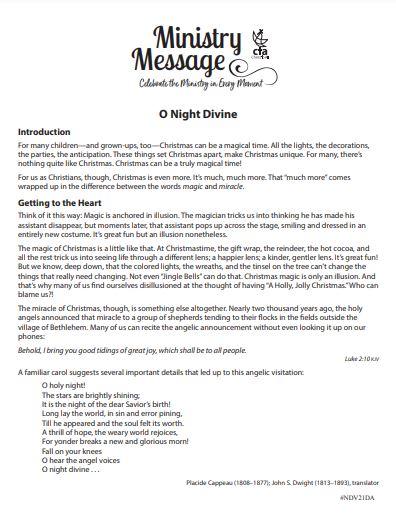 Free Downloadable Christmas Ministry Message Devotion
