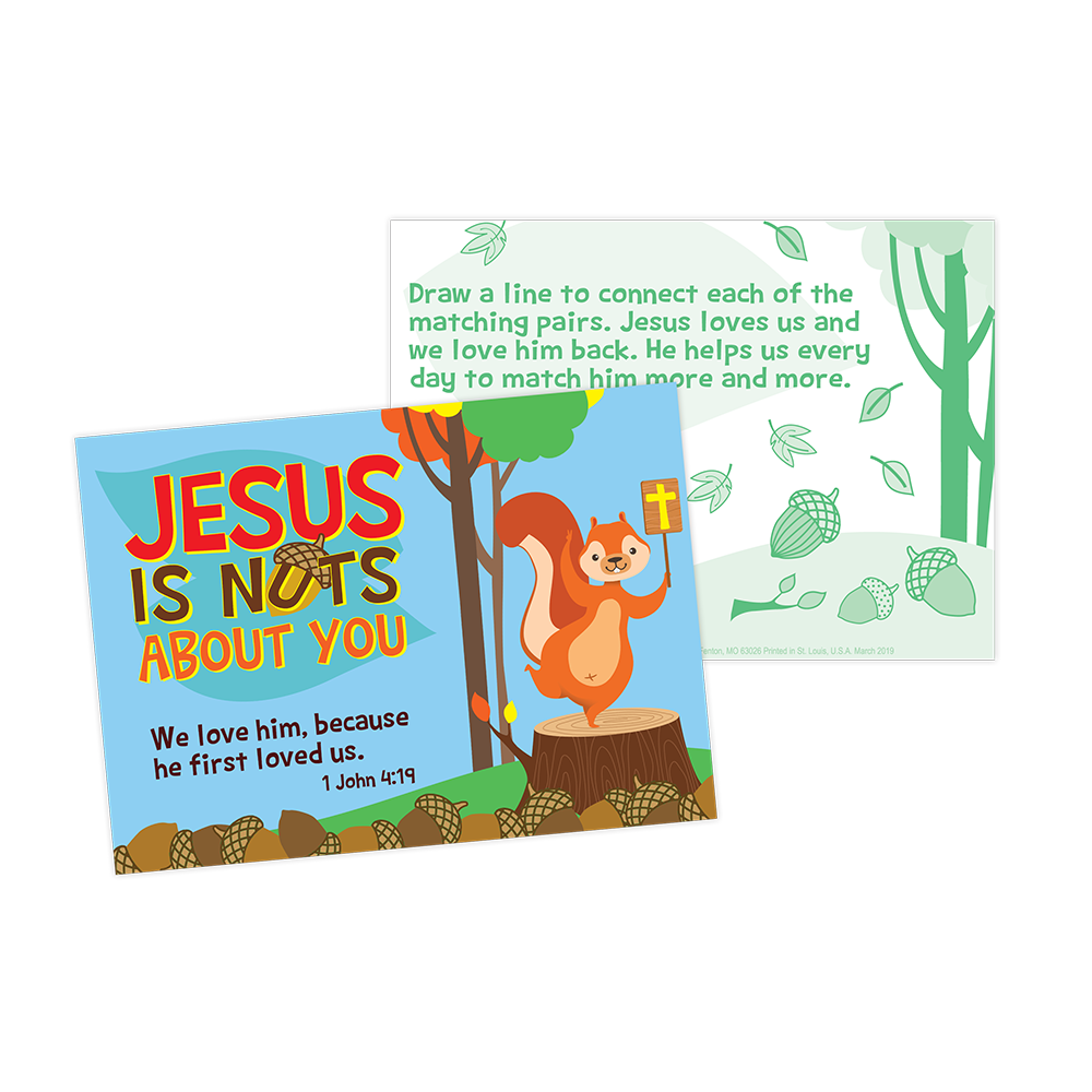 Activity Cards (pack of 12) - Jesus is Nuts About Me