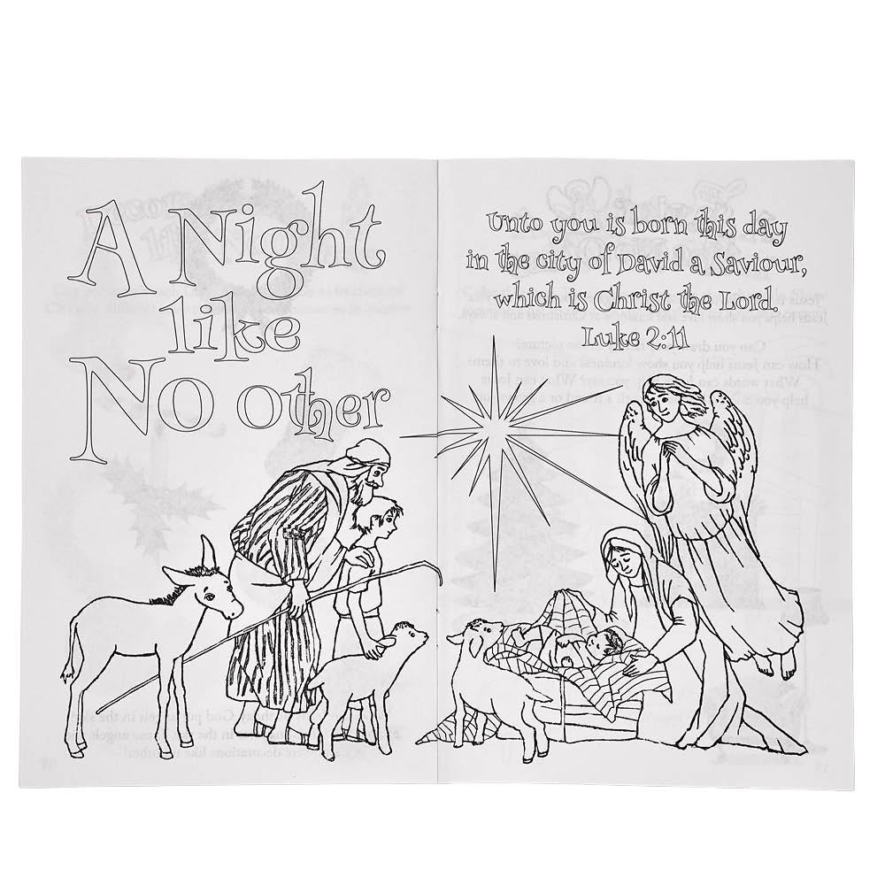Inside pages of A Night Like No Other Christmas Activity Book for Ages 3-6