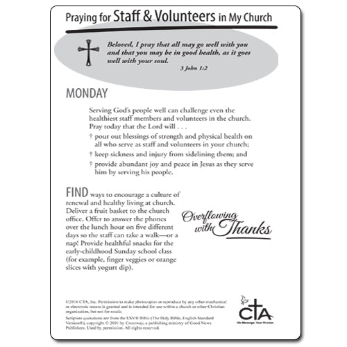 Praying for Staff&#44; Volunteers&#44; Church Workers 