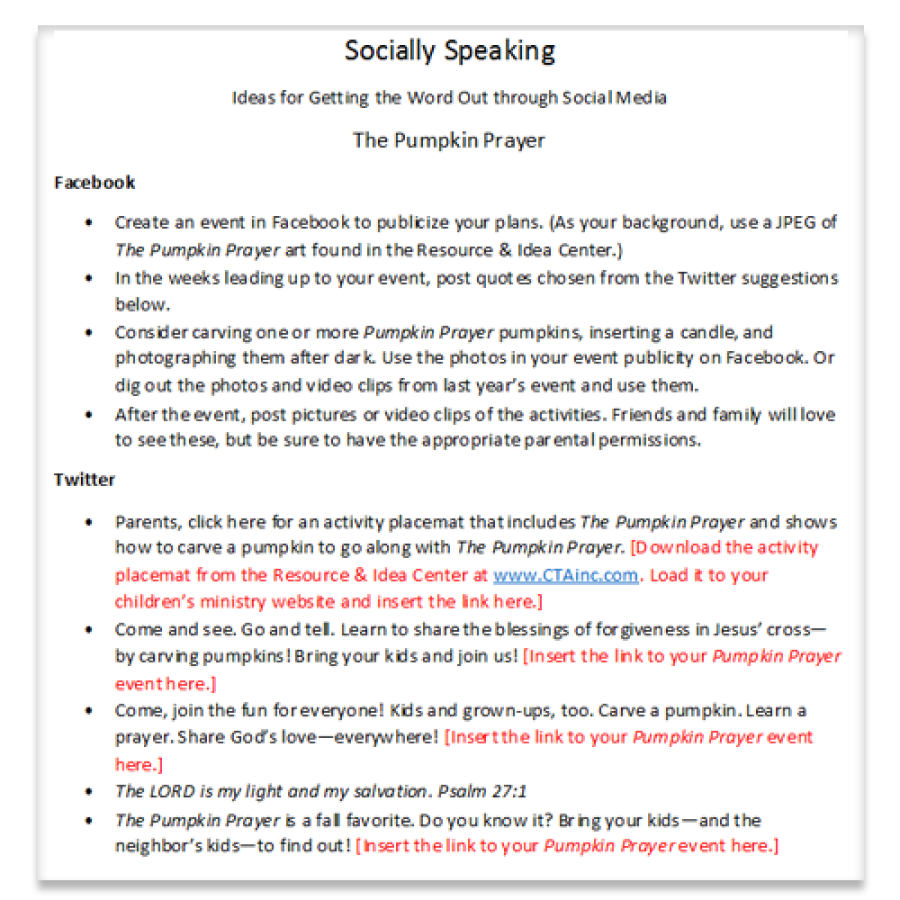 Pumpkin Prayer Social Media Ideas
