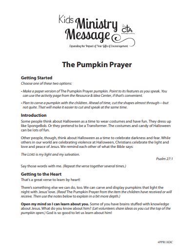 Ministry Message - Pumpkin Prayer (2021)