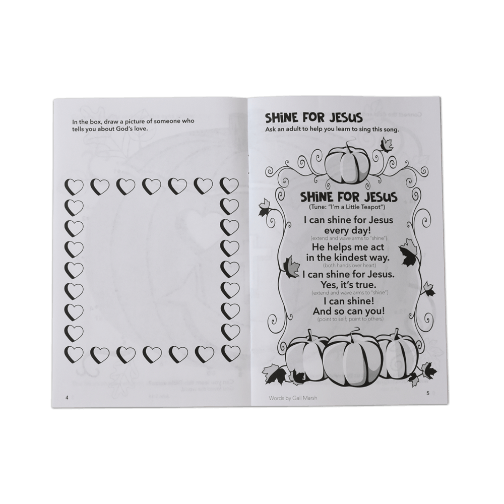The Pumpkin Prayer Gospel Fun for Little Ones Activity Book inside spread