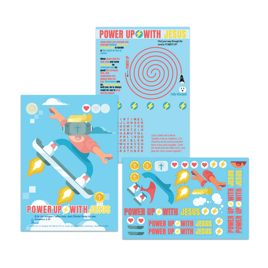 Activity Card & Stickers - Power Up with Jesus