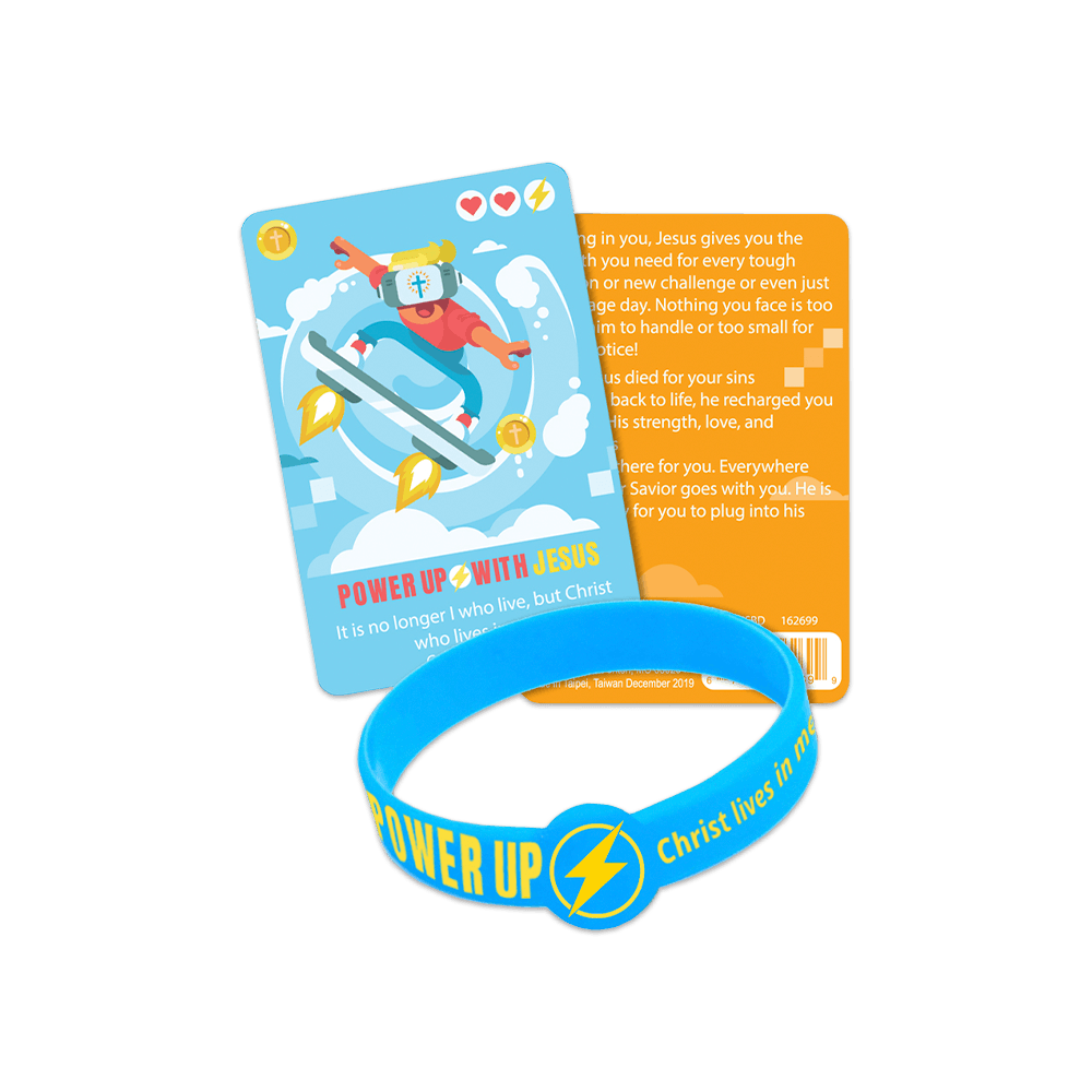 Silicone Bracelet & Card - Power Up With Jesus