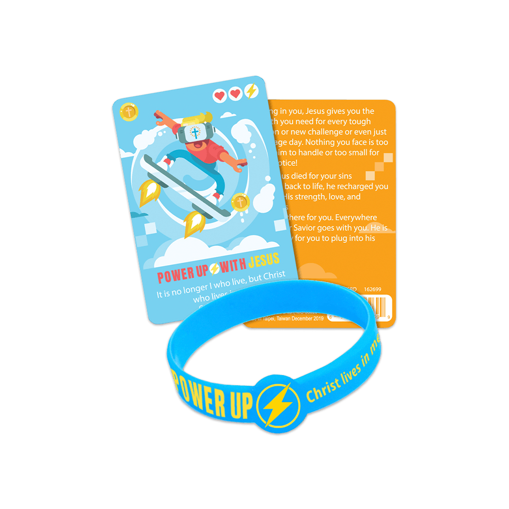 Silicone Bracelet & Card - Power Up with Jesus