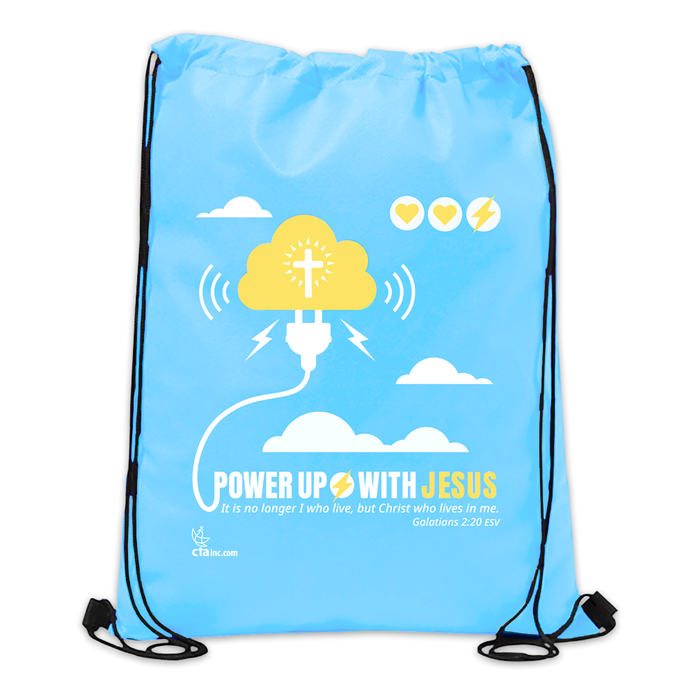 Drawstring Bag  - Power Up with Jesus