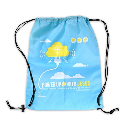 Drawstring Bag  - Power Up with Jesus